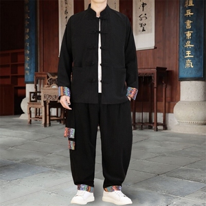 男士外套灯芯绒夹克套装盘扣立领风 XZ1512-2502套装-P130图片