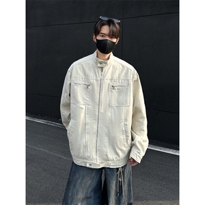 拉链牛仔外套男春款美式复古工装上衣高级感哈灵顿夹克JK1164-P98图片
