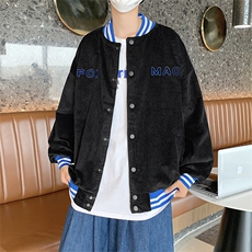 秋冬新品宽松街头运动风口袋班服条纹开衫夹克外套男装W1506-P48，男装夹克，星座512-4