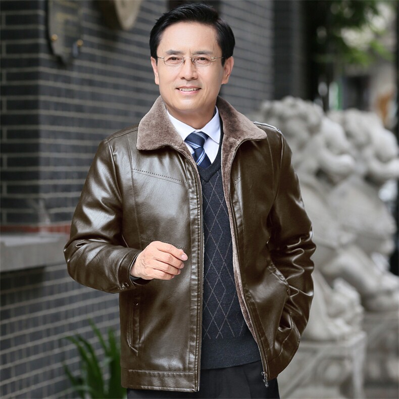 8807/中老年皮衣男爸爸冬季加绒加厚皮夹克休闲商务保暖外套,男装皮衣,星座1216（原钱塘722）