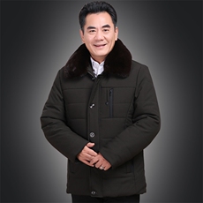 加厚商务绅士商务休闲仿丝棉拉链纯色翻领可脱卸领棉衣常规直筒，男装棉衣，星座1216（原钱塘722）