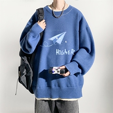 控78假两件毛衣男大码加绒针织衫男毛线衣M80270-P55加绒P70，男装针织衫/毛衣，电商A040