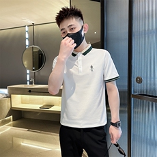 2026夏季短袖T恤翻领Polo衫小人刺绣撞色修身潮流半袖D342-T0267，男装T恤，电商D342
