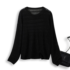 2025年夏季常规不连帽通勤休闲百搭镂空针织衫，女装T恤，贝美羊绒