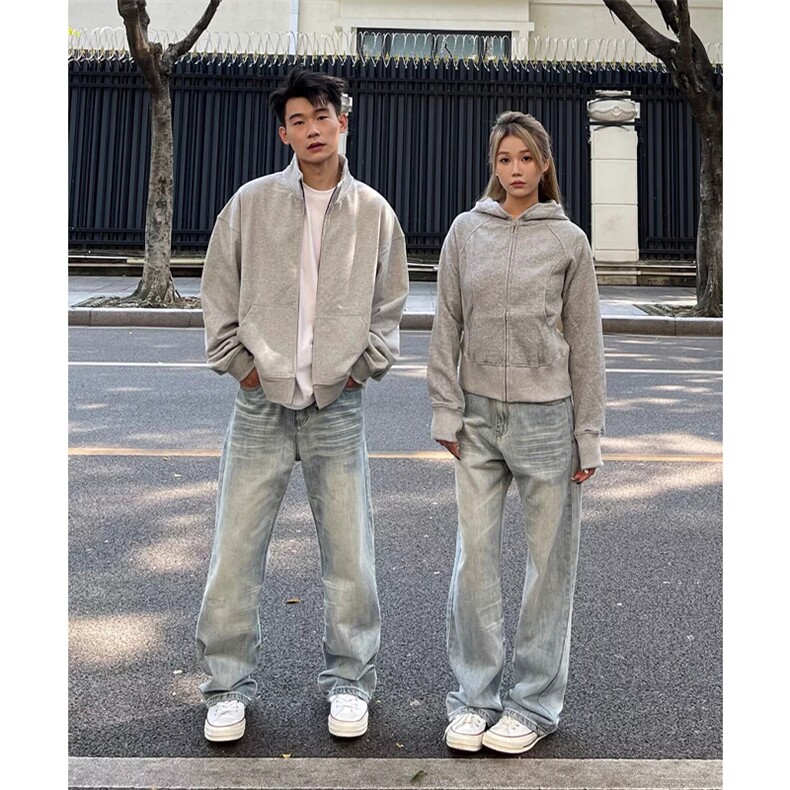 【网图】B221美式ins高街重工艺宽松微喇牛仔裤LK24388-P55控78，男装牛仔裤，电商B221