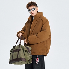 现货冬季美式休闲加厚雪山外套夹克立领纯色三防户外工装棉服，男装夹克，电商A486