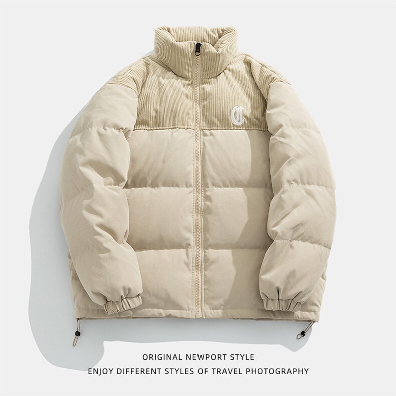 日系灯芯绒拼接刺绣加厚面包服潮牌立领棉衣外套J5043-P110控178,男装棉衣,电商A362