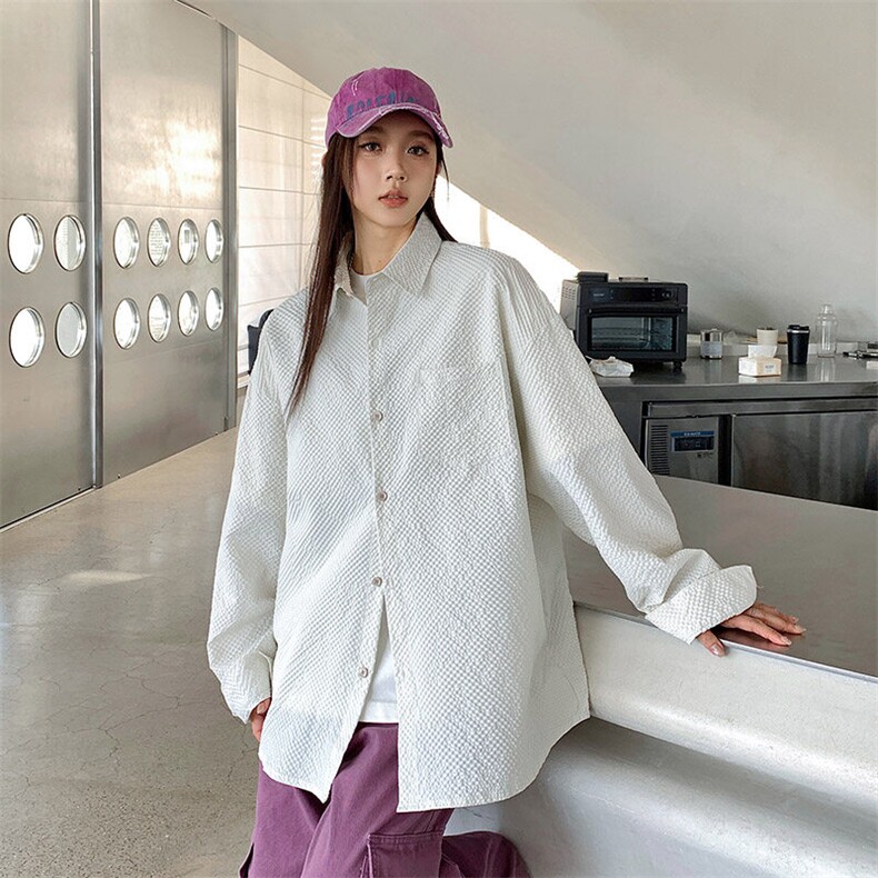 港风衬衫长袖耐磨纯色波浪纹衬衫休闲百搭MD-H512-特批35控59,男装衬衫,星座717
