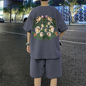 ！2024夏季新款男士华夫格短袖套装青少年学生半袖HTZ48P55图片
