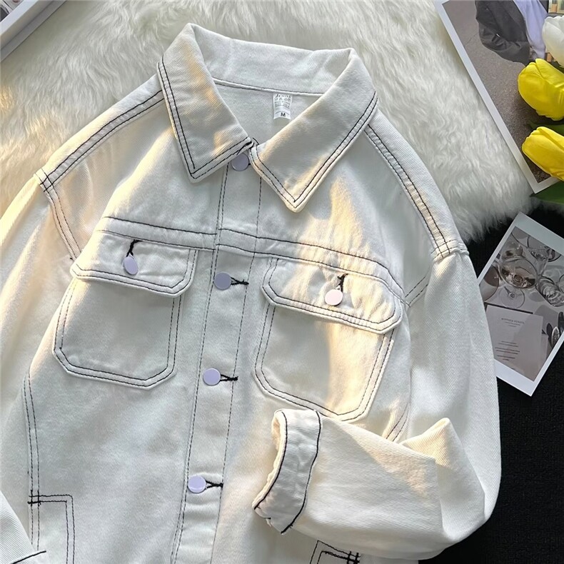 牛仔外套男早秋工装上衣服潮高级感春秋新款复古夹克W4901-P65,男装夹克,星座512-2