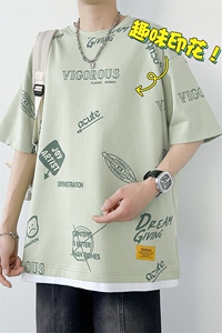 冰氧仿短袖港风白墙夏季休闲百搭趣味印花男上衣TC3156-P25控48图片