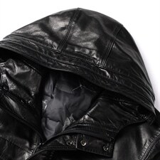 DLSN225002新款羽绒皮衣男头层山羊皮风衣连帽商务男装P1100，男装皮衣，电商B360