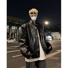 街头垫肩时尚痞帅机车立领皮衣夹克男工装外套PW6708，男装夹克，星座1116A-1（原606A）