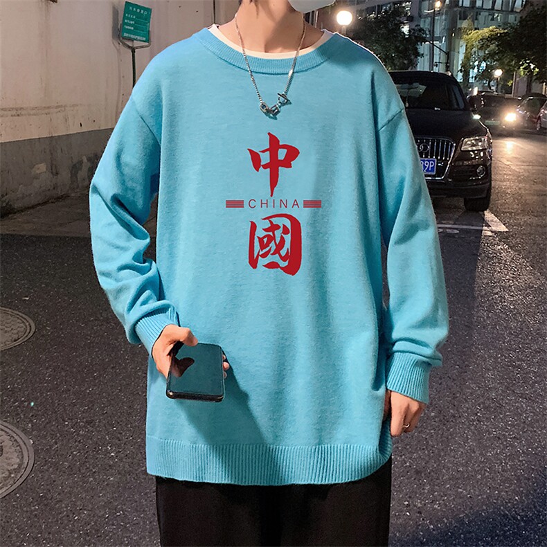 M67198-P45 加绒款-P65圆领毛衣男大码针织衫男毛线衣线衫图片