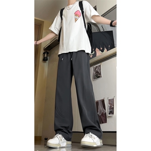 夏季新款激光打孔透气休闲裤男女简约直筒垂感阔腿裤501-P38控59图片