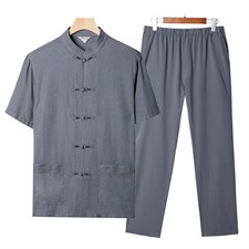 BETZ08钱塘2020-2夏季亚麻男士短袖中式唐装套装精品P115,男装中老年男装,钱塘207-2
