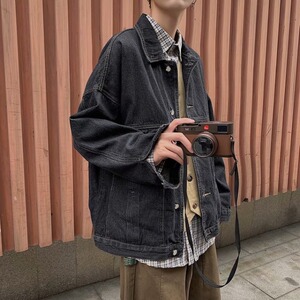 2024冬季牛仔外套上衣男装新款渐变设计感宽松韩版夹克W6232-P60图片