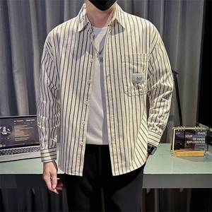 新款2025秋冬男士休闲长袖衬衫小伙主推内搭条纹衬衣C817P58控88图片