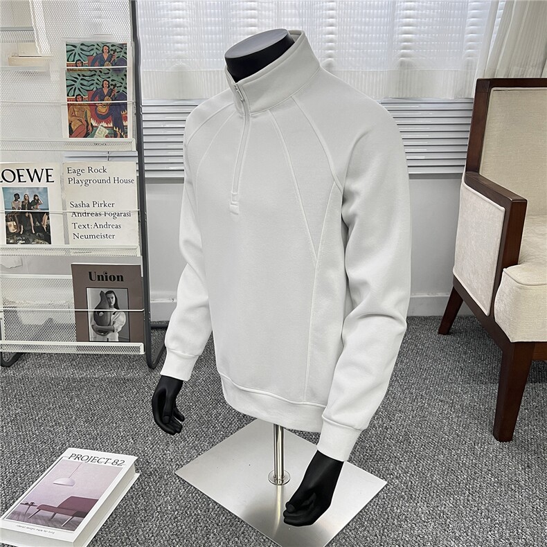 假模立领半拉链卫衣男秋季2025新款宽松长袖男A436-5108-P55,男装卫衣,电商A436