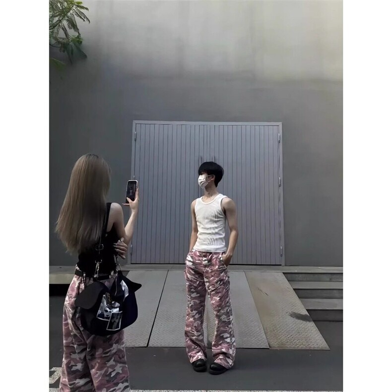 【有货】DA136-批58夏季新款嘻哈粉迷彩街头直筒宽松男女工装裤,男装牛仔裤,星座603-2