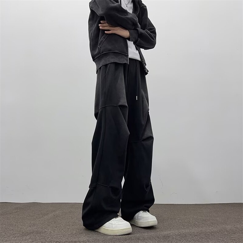 休闲裤男士韩版潮流褶皱做旧宽松帅气2024冬季ins长裤K5884-P55,男装休闲裤,星座412-2