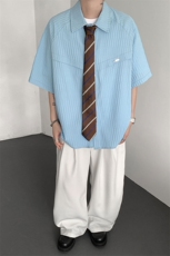 CS1140特-特批40控78肌理纹oversize宽松情侣短袖短袖大码衬衫，男装T恤，电商A059