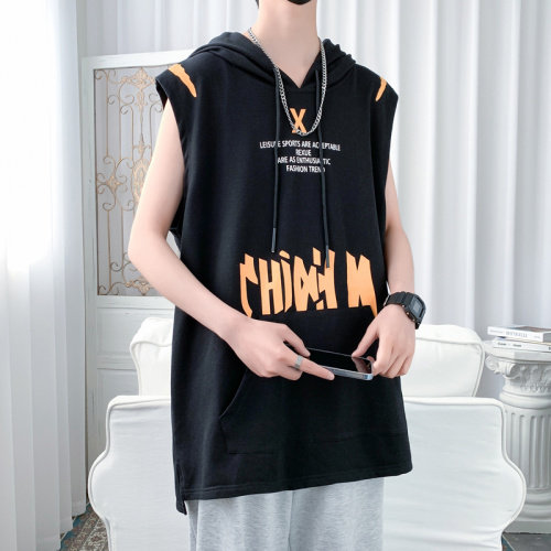 7XL~M 260斤可穿2023夏季薄款连帽无袖t恤背心加肥加大码背心坎肩图片
