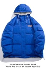 白底新款冬季时尚百搭宽松连帽棉服外套MY155P115控148，男装棉衣，电商A247-1