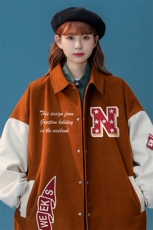 中性风23春季新品拼接翻领字母印花棒球服夹克外套G601P85控98，男装夹克，A247A