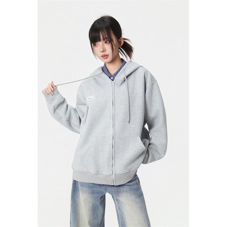 5646-P55韩版新款设计感拉链开衫连帽卫衣外套薄款,女装短外套,星座617A-2