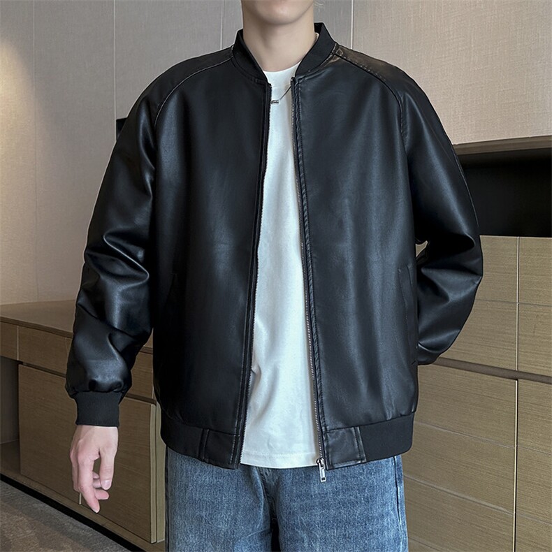 秋冬新品跨境男装PU皮夹克男士潮流修身机车服皮衣男潮流7311-P55,男装夹克,星座1407