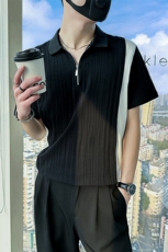 2024夏季新款发型师POLO衫男短袖潮流不对称设计感A368-PL54-P60，男装Polo衫，电商A368