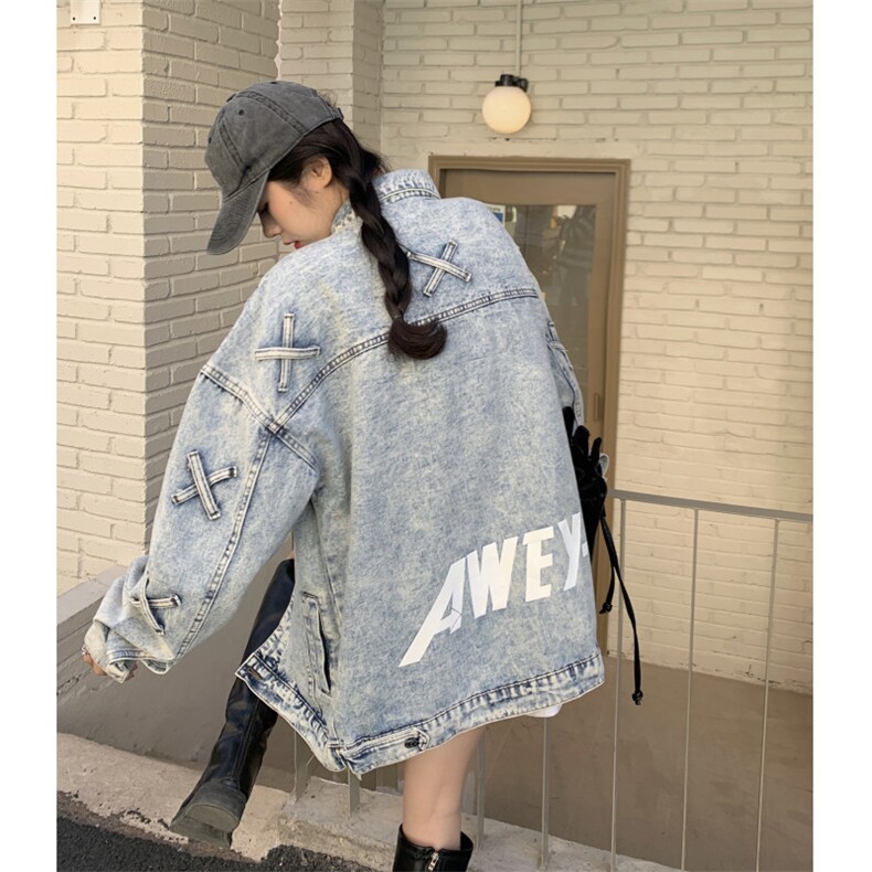 A423-P78设计感小众牛仔外套春秋情侣穿搭棒球服,男装工装外套,星座911