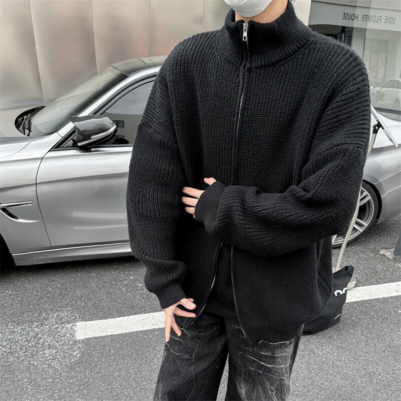 鹿毛绒毛衣韩版拉链立领针织开衫情侣秋冬宽松休闲男外套MY35-P48,男装针织衫/毛衣,星座308B-1