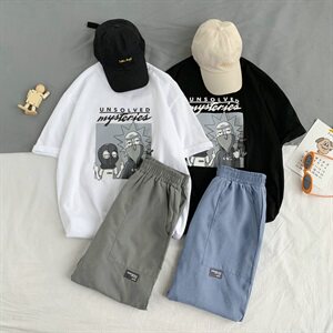 夏季男士短袖t恤套装韩版2021新款休闲帅气潮流两件搭配DS856TP40图片