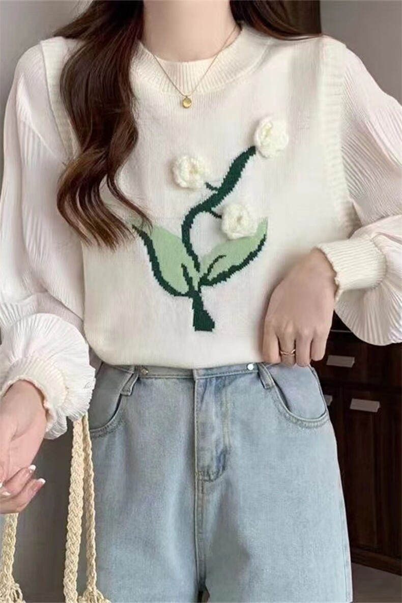 黑色刺绣背心针织马甲叠穿衬衫韩系女秋季新款毛衣上衣坎肩,女装马甲,萱芳婷羊绒