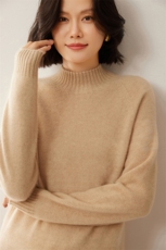 秋冬新款半高领羊毛加厚毛衣女内搭软糯亲肤针织打底衫，女装羊毛衫，昭美羊绒
