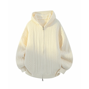秋冬连帽针织开衫毛衣慵懒风套头线衣外套宽松,针织开衫宽松毛衣外套搭配图片欣赏图片