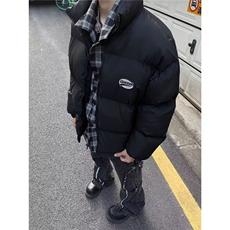 百搭新款时尚潮流慵懒流行原版贴布刺绣加厚假两件棉服气质日系，男装棉衣，星座506A