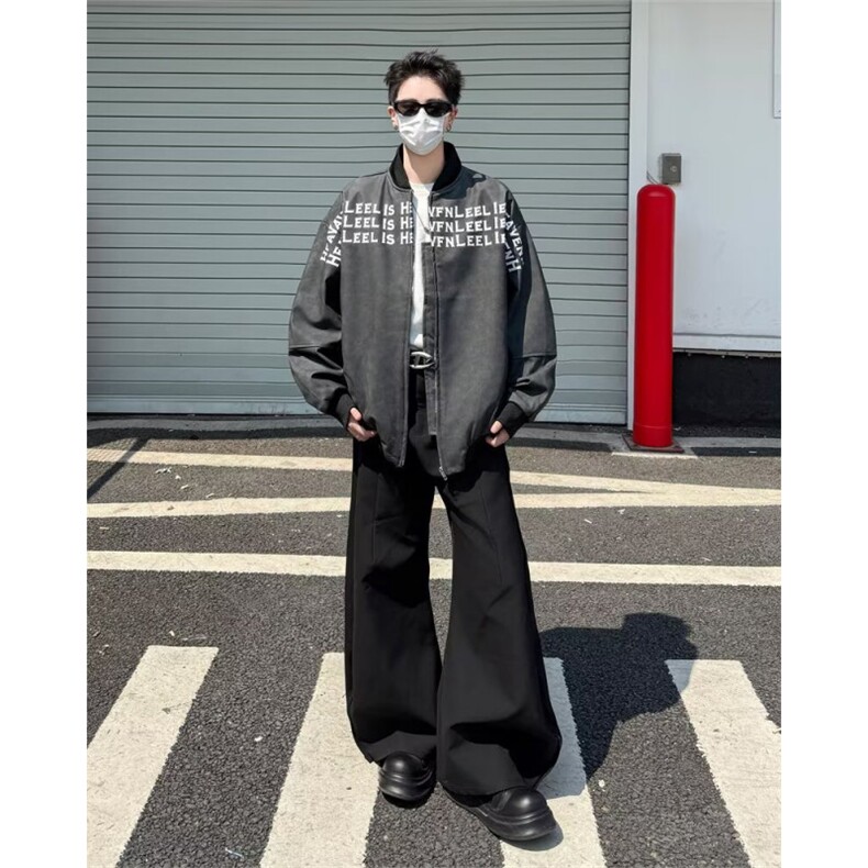 2025美式高街立领男女潮牌字母印花百搭拉链夹克外套,男装夹克,星座410-6（原星座1304-1）