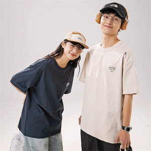 2025夏季新款男装日系潮牌纯棉印花圆领宽松短袖休闲T恤T906-F43图片