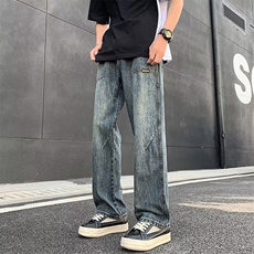 DF5103-P45韩版潮流裤春秋季潮牌复古阔腿裤直筒百搭宽松长裤男裤，男装牛仔裤，星座603-2