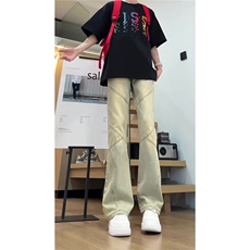 美式复古牛仔裤拼接显高显瘦窄版直筒弯刀微喇裤513ACK2642P42，男装牛仔裤，星座513A