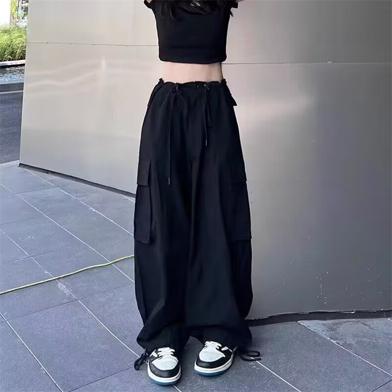 欧美高街工装裤女高腰显瘦宽松多口袋束脚运动垂感休闲裤,男装休闲裤,星座218-1（原230）