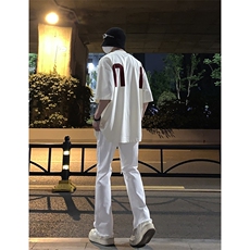 B221美式ins高街简约小众设计毛边破洞牛仔裤LK23067-P60控78，男装牛仔裤，电商B221