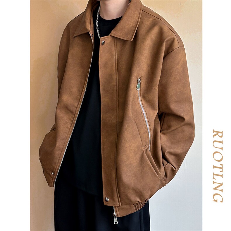 现货-春秋美式复古皮衣男潮牌街头时尚外套皮夹克-AP23064-P115,男装夹克,电商A351