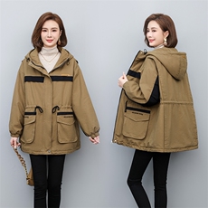 风衣女中长款2024春秋新款收腰小个子时尚宽松百搭休闲加大码外套，女装派克服，独衣靓