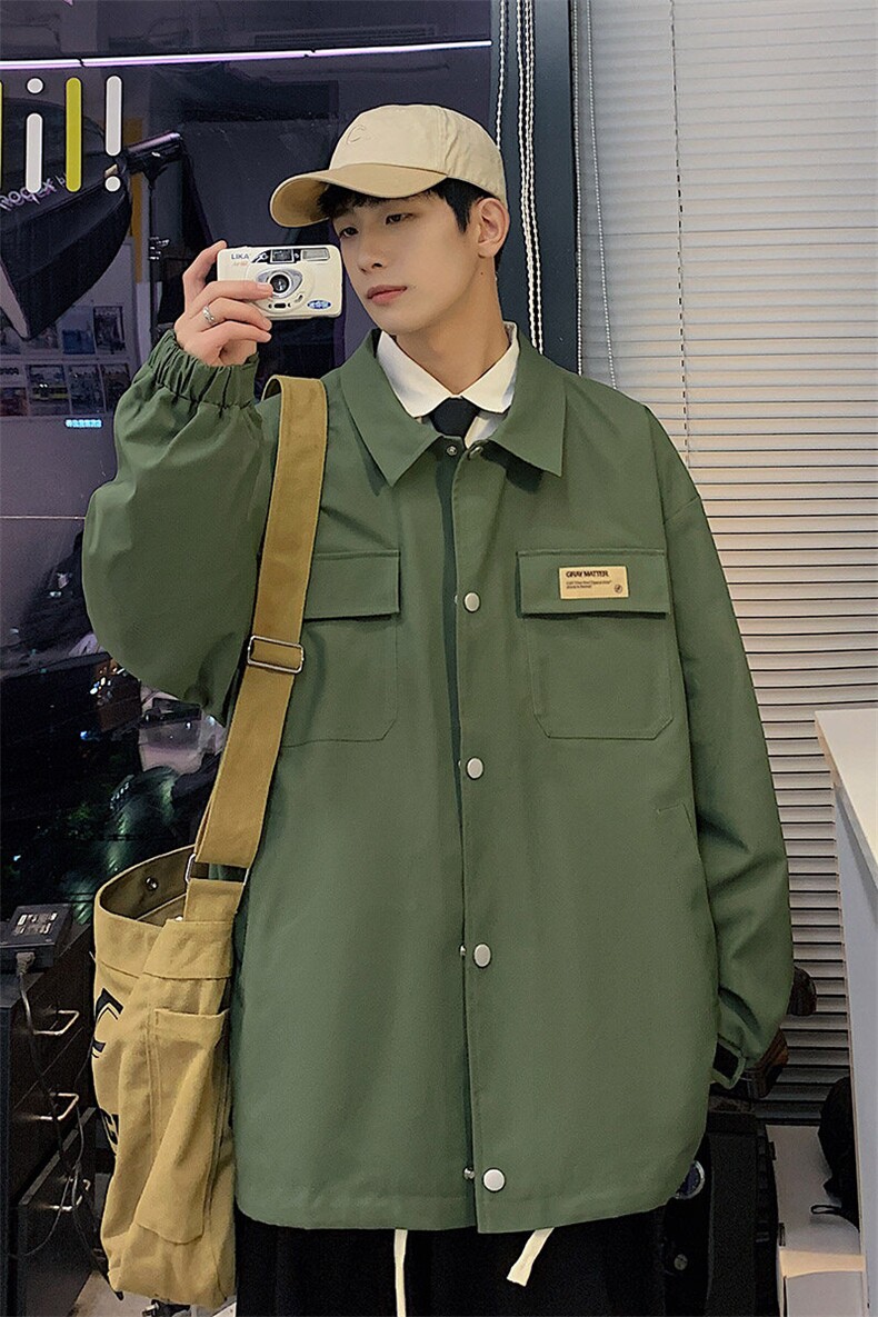 工装夹克男宽松落肩宽松纯色上衣外套DSA157B-JK733-P68,男装夹克,电商A157B