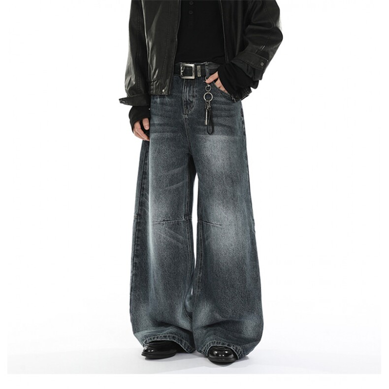 xz905-2-Z087#P65-（控98）美式宽松阔腿牛仔裤，男装牛仔裤，星座905-2