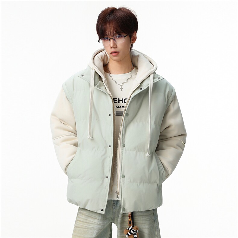 新款冬季羽绒棉服棉袄连帽假两件韩版宽松外套A436-2511-P85,男装棉衣,电商A436